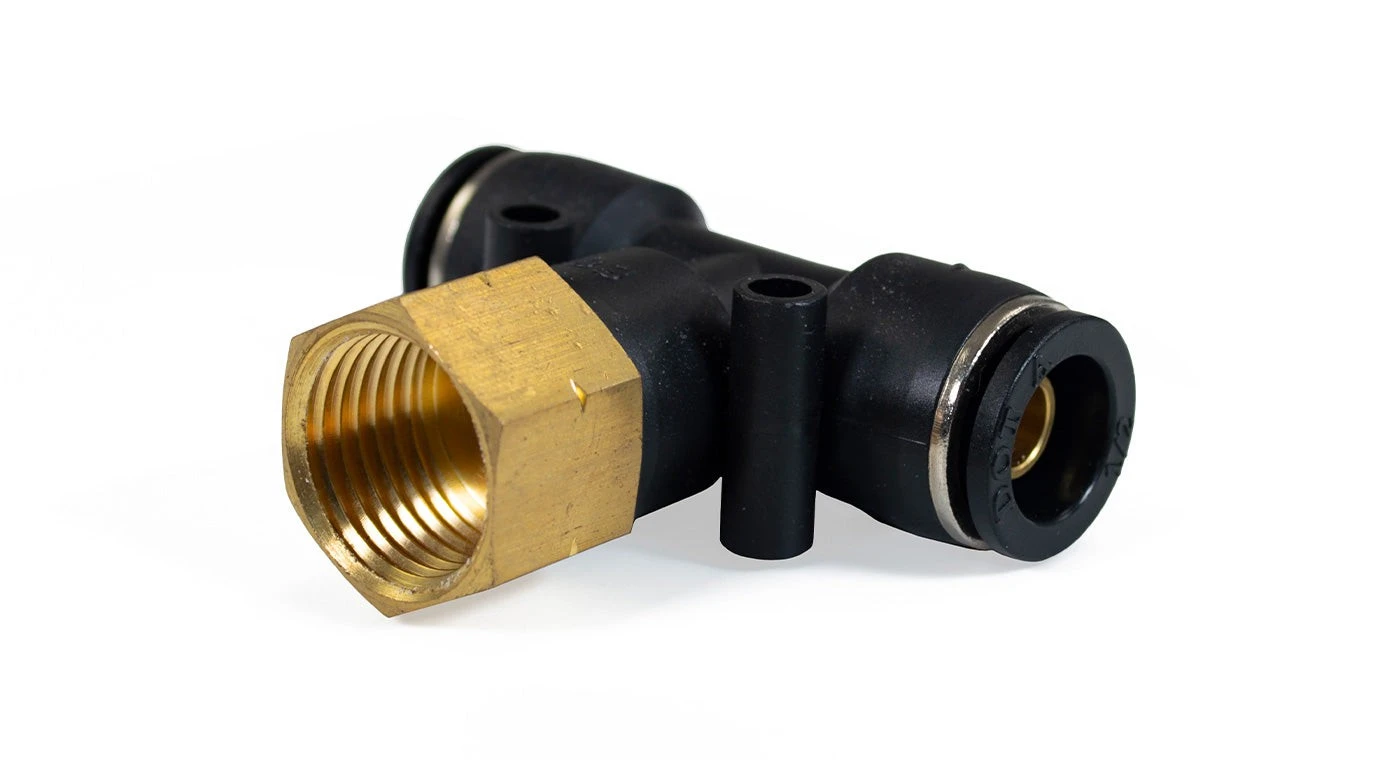 GENERIC 1/2" Female NPT To 1/2" PTC Union Tee Fitting 1 GENERIC 1/2" Female NPT To 1/2" PTC Union Tee Fitting