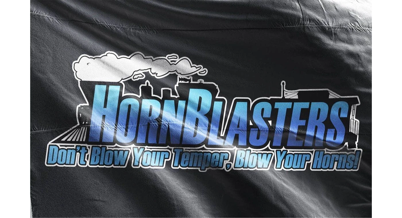 HornBlasters Black Train Logo Flag 1 HornBlasters Black Train Logo Flag